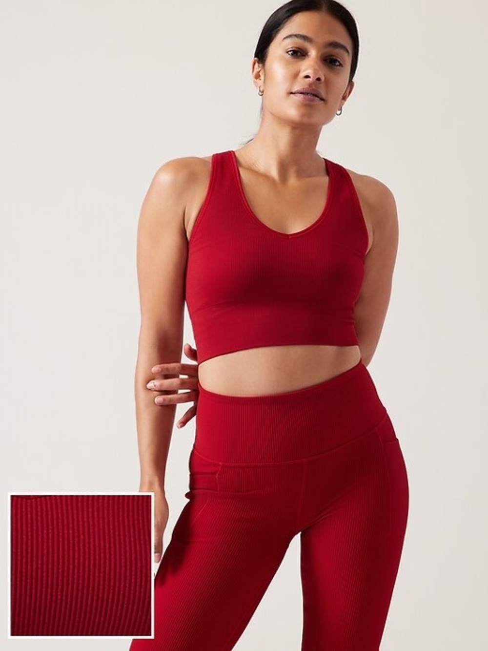 Small Athleta Aurora Seamless Crop Rib Tank Red